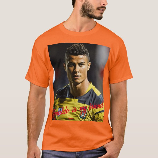 T-Shirt is orange colour. (Front)