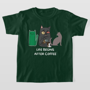 T-Shirt kids cat pictures for coffee lovers