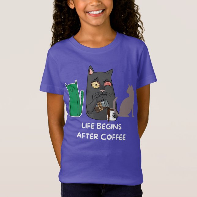 T-Shirt kids cat pictures for coffee lovers  (Front)