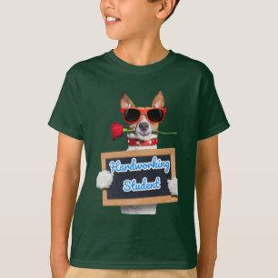 T-Shirt kids darkgreen funny dog patterned