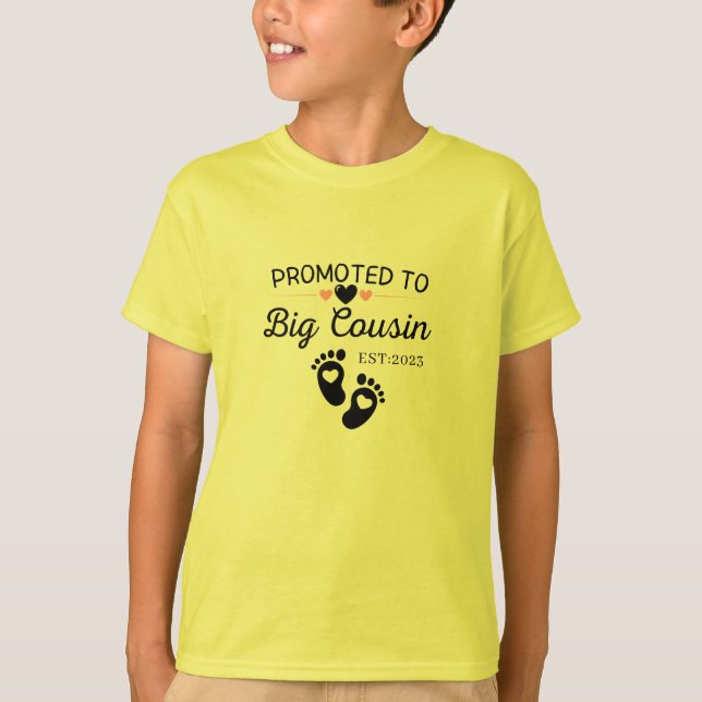 T-Shirt  kids Promoted To Big Cousin Est 2023  (Front)