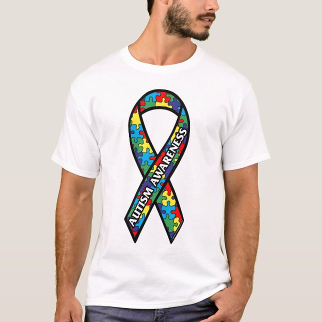 T-shirt - Large Autism Awareness Ribbon (Front)