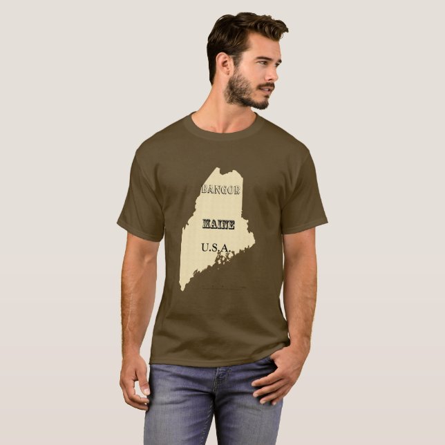 T-shirt - Maine Map with City (Front Full)