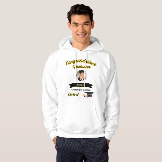 T-Shirt men photo and name congrats  graduates Hoo Hoodie (Front Full)