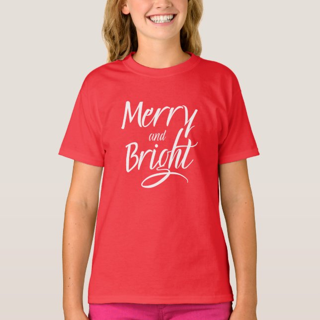 T-Shirt : Merry and Bright (deep red) (Front)