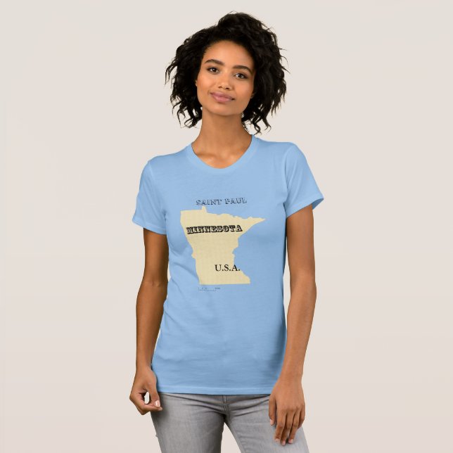 T-shirt - Minnesota Map with City (Front Full)