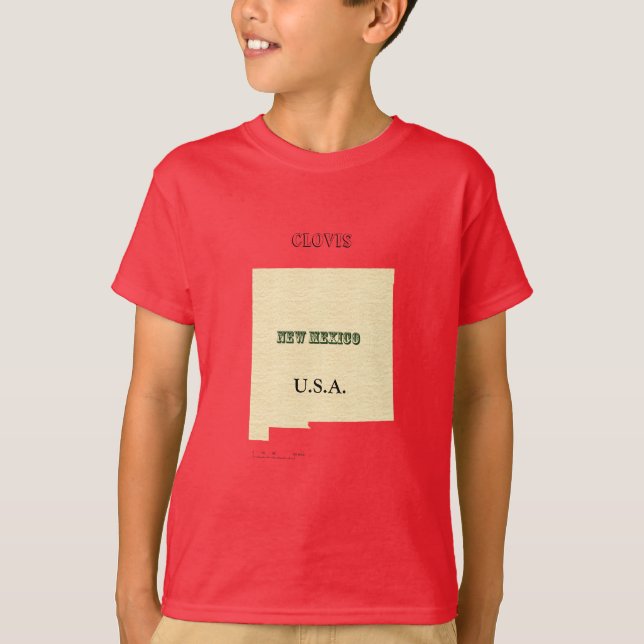 T-shirt - New Mexico Map with City Name (Front)