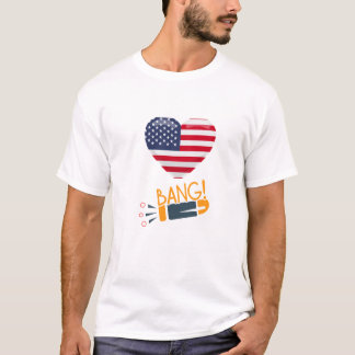 T-Shirt-  Patriotic Heart & Bang! Graphic  T-Shirt