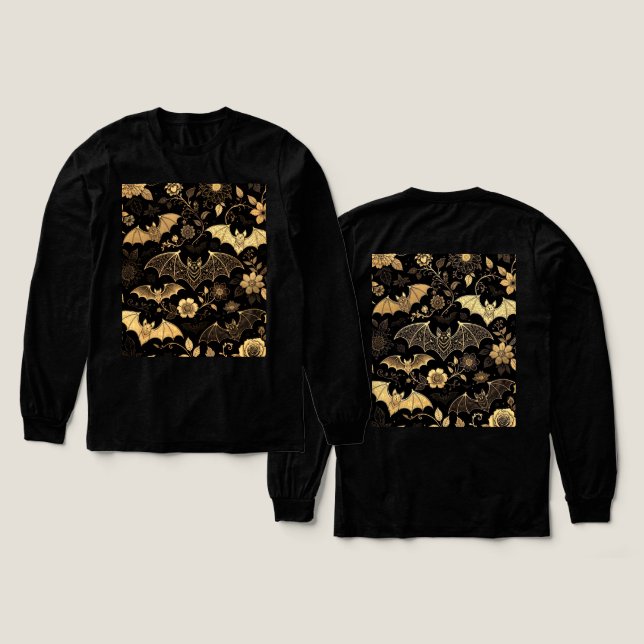 t-shirt pattern with golden bats Tri-Blend shirt (Design Front & Back)