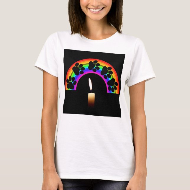 T-Shirt Paws On A Rainbow With Candle (Front)