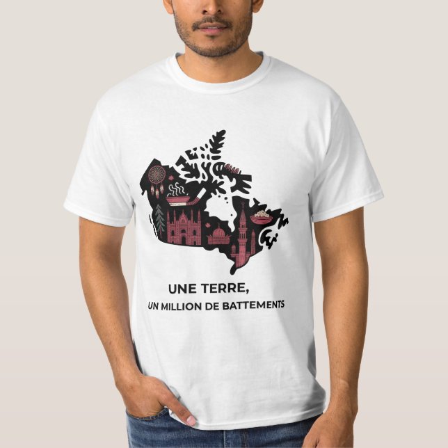 T-Shirt Québécois: Mosaïque Unie d'Érable  (Front)