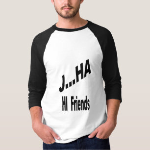T-shirt raglan blanc noir Homme JHA FAMOUS CLOW