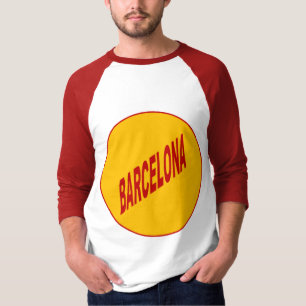 T-shirt raglan blanc rouge homme  BARCELONA