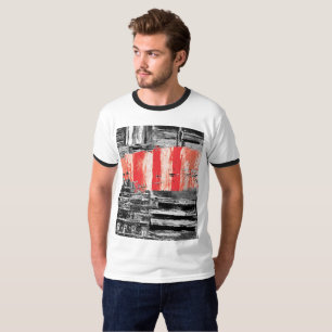 T-Shirt – Red Pulse Abstract Design