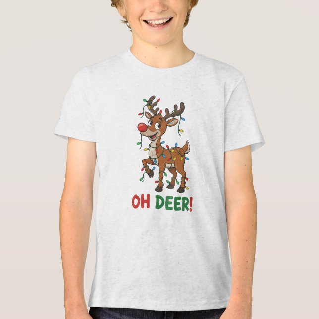 T-Shirt Reindeer With Lights Tri-Blend Shirt (Front)