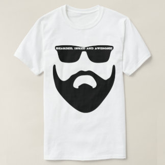 T-Shirt S M L XL Bearded Inked Awesome