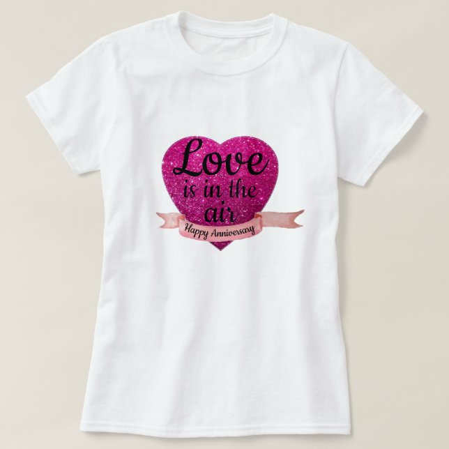T-Shirt S M L XL Pink Heart Happy Annivesary (Design Front)