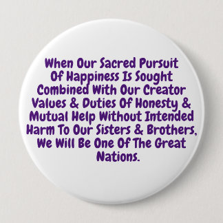 T-Shirt Short Reminder To Live Our Sacred Values 10 Cm Round Badge