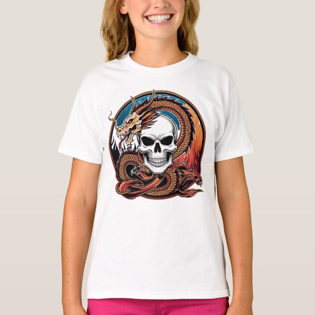 T-shirt skull and dragon logo design (Front)