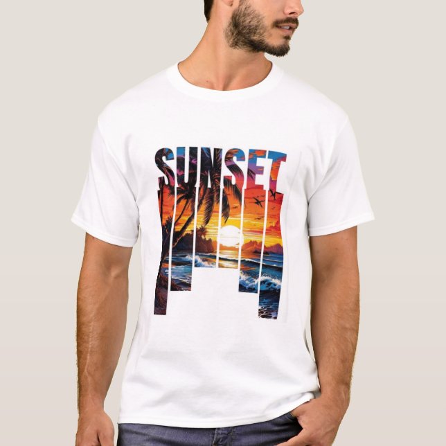 T-Shirt "SUNSET" – Tropical Sunset with (Front)