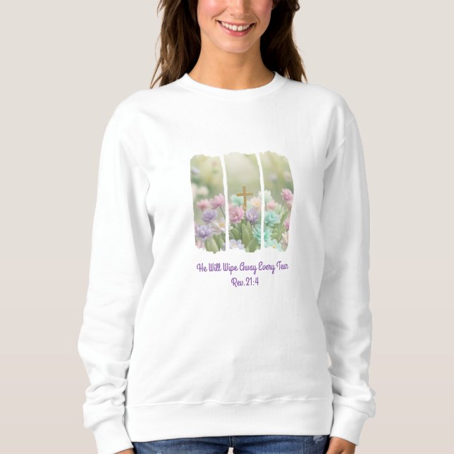 T-Shirt/Sweatshirt. Brushstroke Floral Pattern. Sweatshirt (Front)