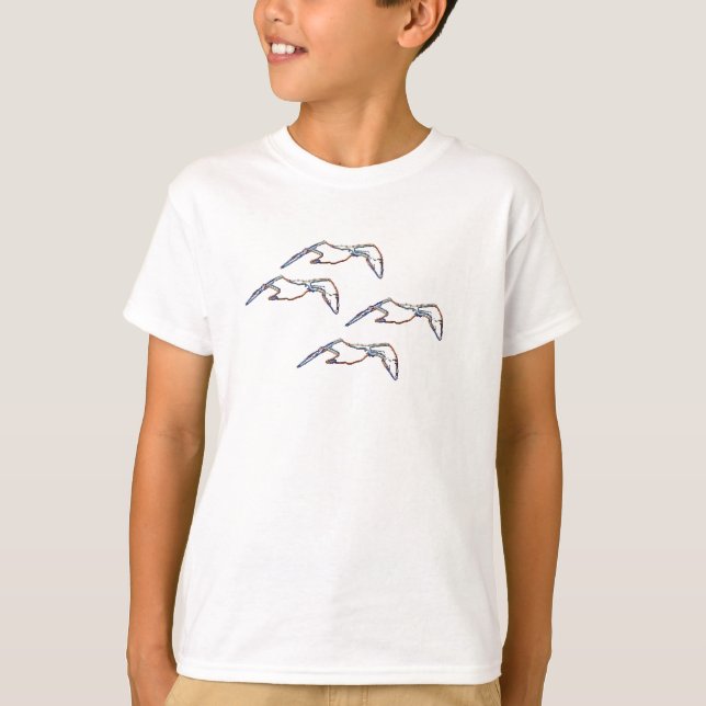 T-shirt - Three Neon Seagulls (Front)