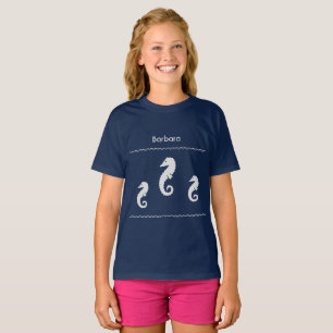 T-shirt - Three Sea Horses with Name Light on Dark