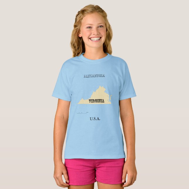 T-shirt - Virginia Map with City (Front Full)