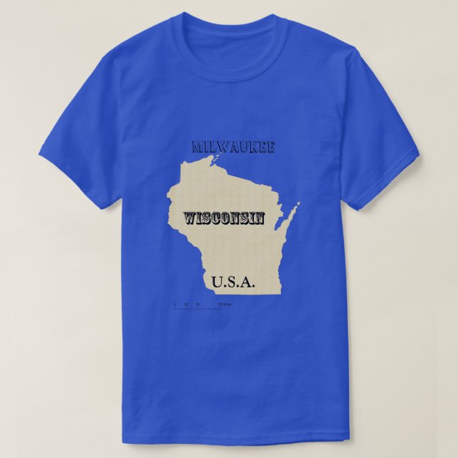T-shirt - Wisconsin Map with City (Design Front)
