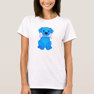 T-shirt with a blue dog sitting.
