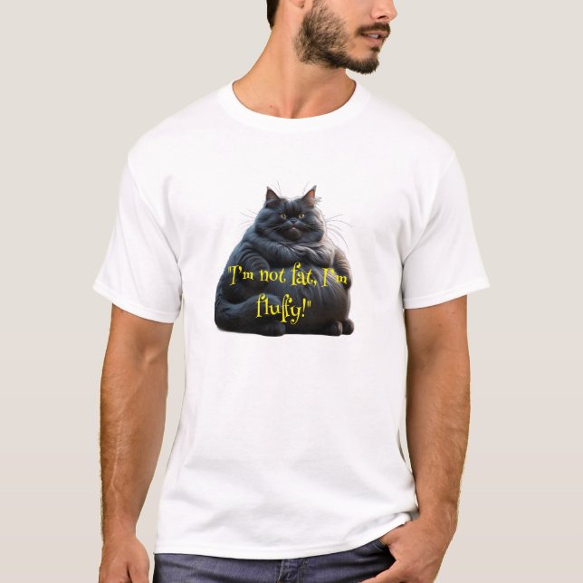 T-shirt with a cat design "I’m not fat, I’m fluffy (Front)