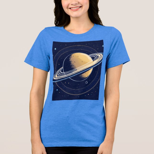 T-shirt with a design of solar system on it Tri-Blend shirt (Front)