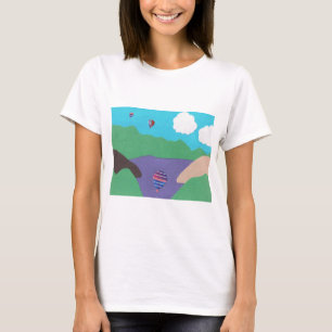 T-Shirt with a Mountain Lake Scene.