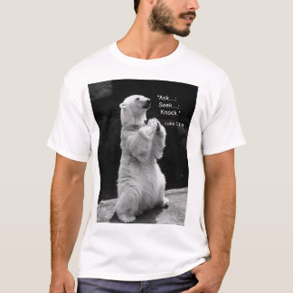 T-Shirt with "ask, seek, knock"