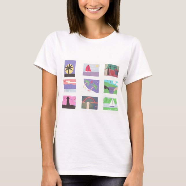 T-shirt with Beach and Nature Designs (Front)
