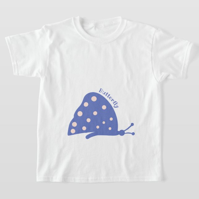 T-Shirt with beautiful minimal Blue Butterfly (Laydown)