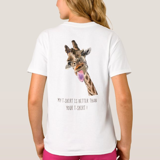 T-Shirt with Catchy Text and Giraffe (Back)