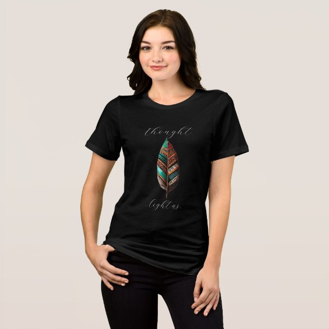  T-Shirt with Colourful Feather Print Playful  Tri-Blend Shirt (Front Full)
