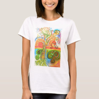 T-shirt with Colourful Psychedelic Swirly Tree