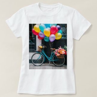 T-shirt with design bycicle and ballons
