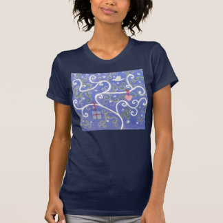 T-shirt with Dove and Swirly Tree Design