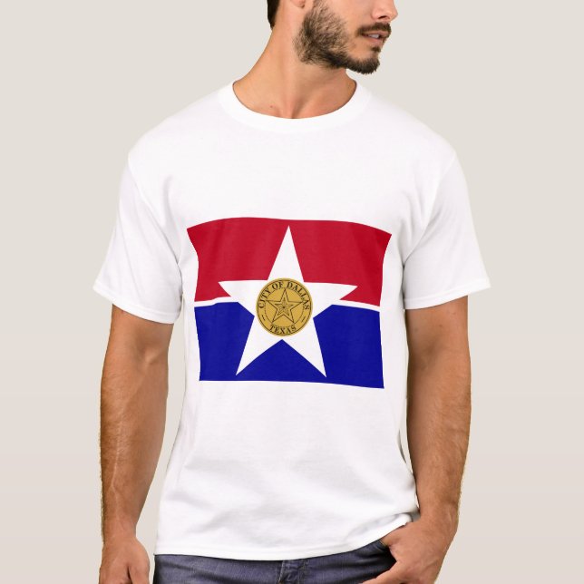 T Shirt with Flag of Dallas, Texas, USA (Front)