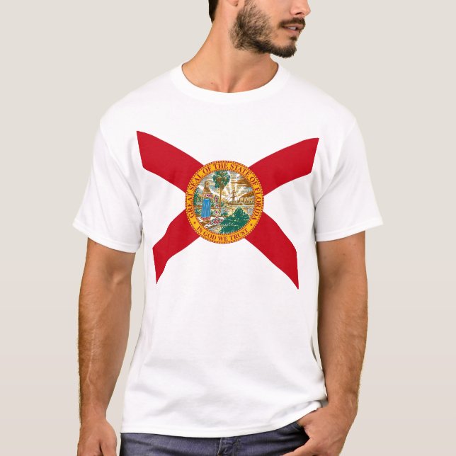 T Shirt with Flag of Florida State USA (Front)