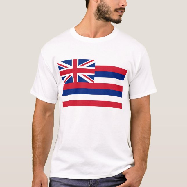 T Shirt with Flag of Hawaii State USA (Front)