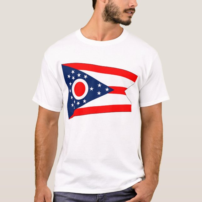 T Shirt with Flag of Ohio State USA (Front)