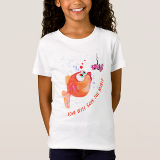 T-Shirt with Funny Fish and Worm with Catchy Text