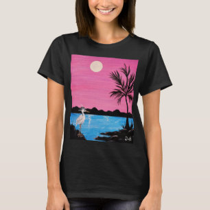 T-shirt with lovely seashore scene with Heron Bird