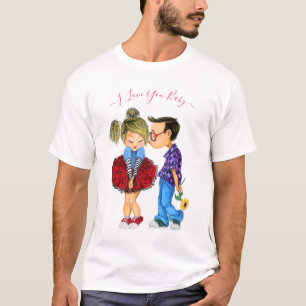 T-Shirt with Romantic Couple - I Love You