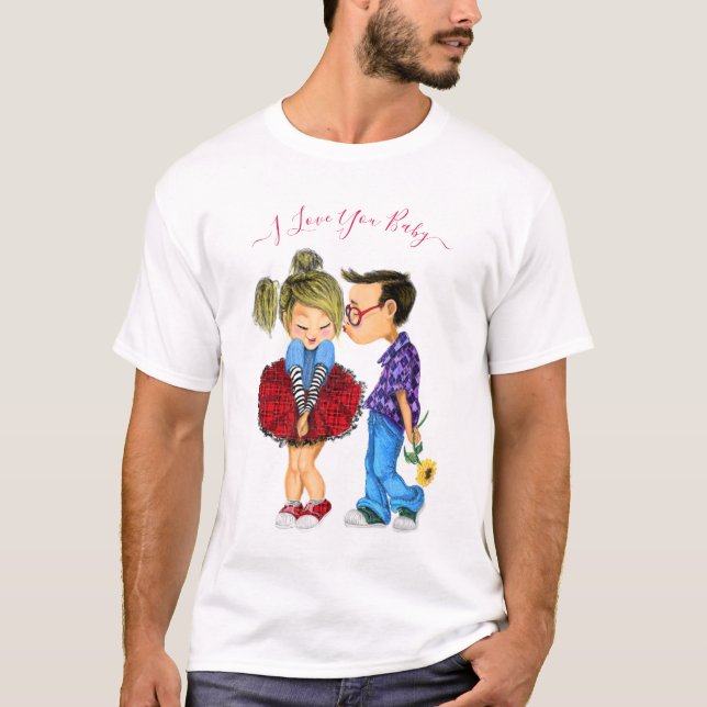 T-Shirt with Romantic Couple - I Love You (Front)