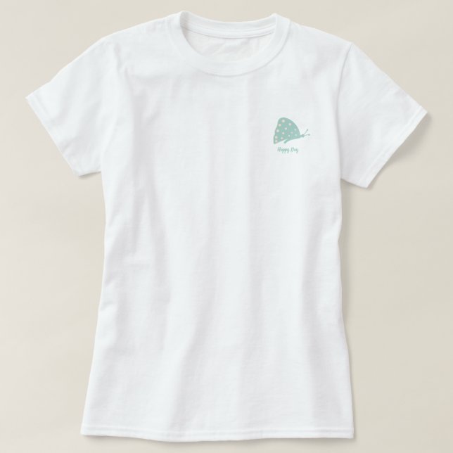 T-Shirt with Small Minimal Green Butterfly (Design Front)
